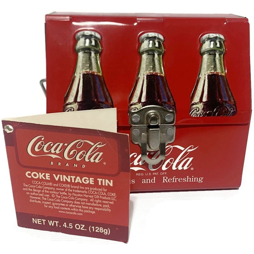 Coca-Cola Mini Lunch Box Tin Collectible Barn Shaped Open & Closes New with Tag
